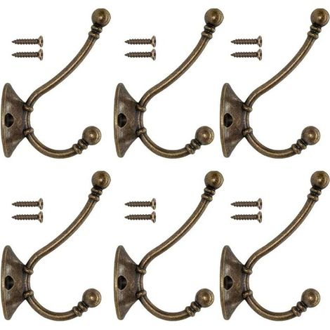 6 pièces vert bronze matériel antique vêtements crochet crochet garde-robe garde-robe crochet alliage crochet,pour la cuisine à domicile, les toilettes, la salle de bain (1/5)