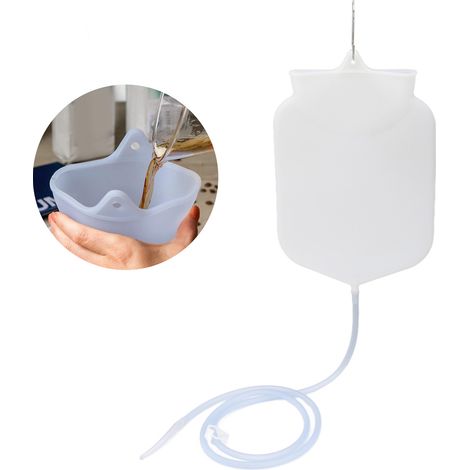 Silikon-Einlaufbeutel – Komplettes Darm-Einlaufset mit Schlauch, Regler und 3 Zubehörteilen – 4 l transparentes Silikon für Kaffee-Einläufe oder Hydrocolon-Therapie (1/5)