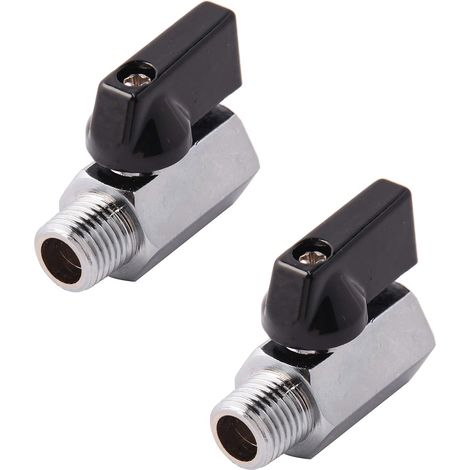 Mini-robinet à bille en laiton 1/8" NPT femelle x mâle (lot de 2) (1/4)