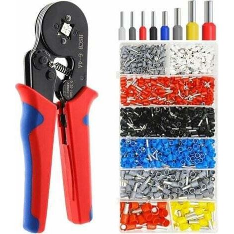 Crimpzangen-Set, Crimpzange für Kabel, 1250 Crimp-Anschlüsse für elektrische Anschlüsse, 0,5–10 mm², Crimpzange für Elektriker, elektrische Anschlüsse