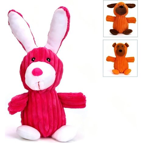 Peluche en velours côtelé pour chiens, lapin/chien/ours en peluche avec son (1/3)