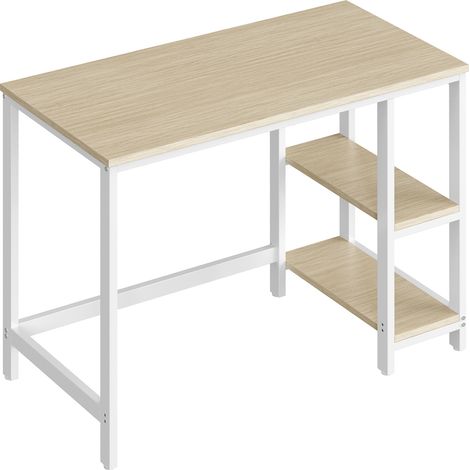 Vasagle – Bureau droit avec rangement – 100 x 50 cm – 2 étagères réversibles – cadre en acier – style industriel – beige (1/5)