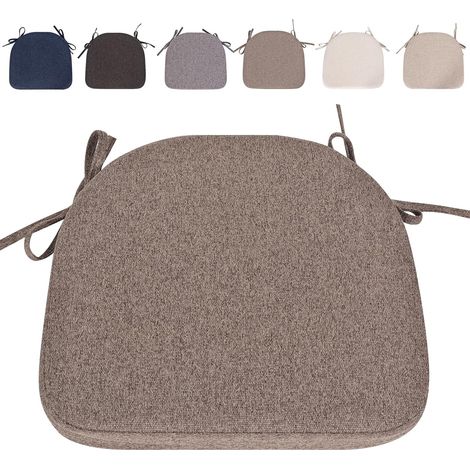 Lot de 4 Coussins de Chaise avec Rubans (43 x 41 cm) Antidérapants Demi Cercles Lavables Antidérapants - Idéal pour la Maison et Le Jardin (1/5)