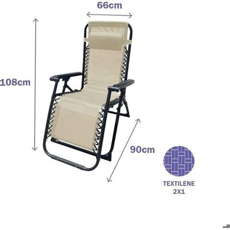 Liegestuhl - MARBUENO - Außenmodell - Beige - 190 x 27 x 58 cm - Komfort