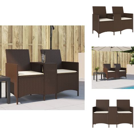 Canapé de jardin 2 places avec table et coussins résine tressée - Canapé De Jardin - Canapé Extérieur - Mobilier De Jardin - Résine Tressée - Rotin Synthétique (1/5)