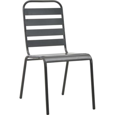 Lot de 2 Chaises empilables de d'extérieur,Chaise de jardin Acier Gris CFW2583642 (1/5)