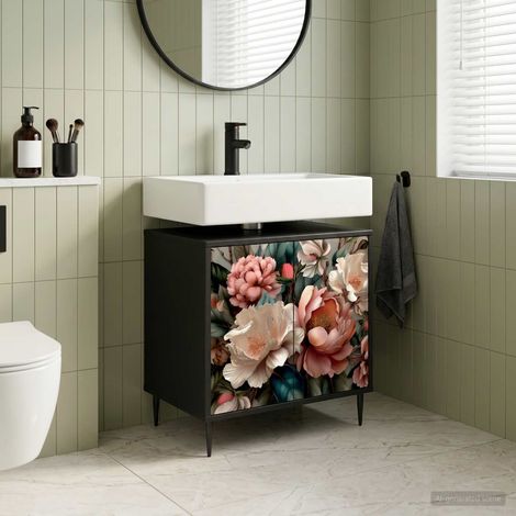 vidaXL Mueble de Cuarto de Baño BORNE Roble Negro 60 x 40 x 61 cm (1/5)