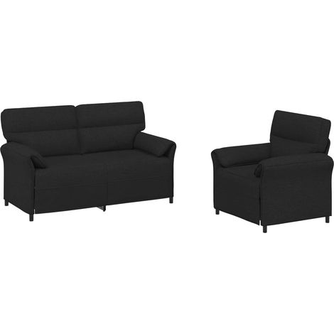 Ensemble de Canapés 2 pc Noir Tissu vidaXL (1/5)