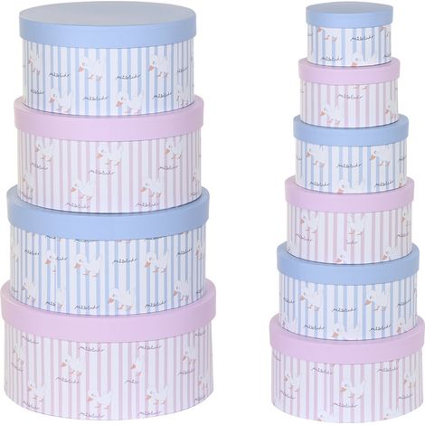 BOX 10 KARTON 37,5X37,5X18 PINK DUCKS Karton Material Farbe ROSA BLAU Familie BESTELLdetails (1/4)