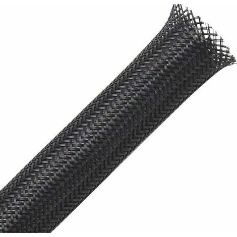 Funda trenzada extensible para cables ZVD de 13 mm x 30 m, ideal para ocultar y ordenar cables y alambres de automoción. (1/4)