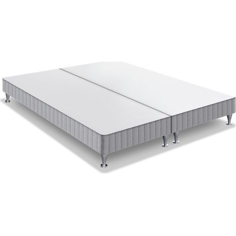 Simmons – Sommier à lattes 2x80x200 cm – Caisse en sapin massif – Garnissage Polytex sur 13 lattes – 4 pieds en plastique renforcé 8 cm (1/4)