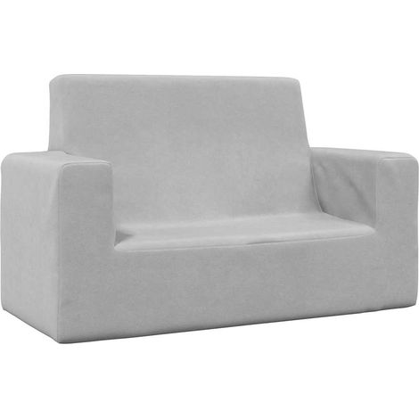 Canapé pour enfants-Sofa pour enfants à 2 places Gris clair Peluche douce (1/5)