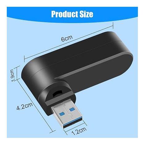 Hub USB 3.0, Mini Rotante 90°/180°, 4 Porte (1/4)