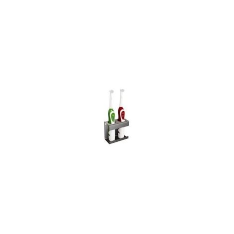 Soporte para dos cepillos de dientes eléctricos, lado izquierdo, technic, acero inoxidable pulido. (1/4)