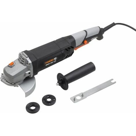 Meister Smerigliatrice angolare 1100 W, MWS1100 – 125 – Diametro disco 125 mm – Blocco mandrino – Cappuccio di protezione regolabile senza attrezzi – Con impugnatura supplementare/smerigliatrice per (1/5)