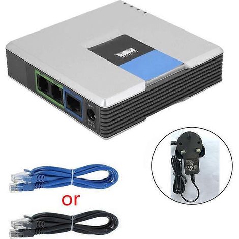 PAP2T-NA Adaptateur téléphonique Internet VoIP 2 ports SIP V2 pour Linksys, prise UK, appel riche et fiable. (1/4)