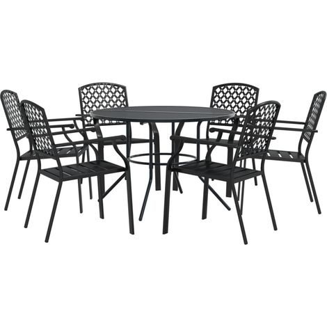 Maison Exclusive - Gartenstuhl-Set 7-tlg. Stapelbar Pulverbeschic