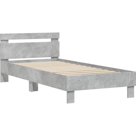 Bed Frame without Mattress with Headboard Concrete Grey 75x190 cm Small Single vidaXL (1/4)
