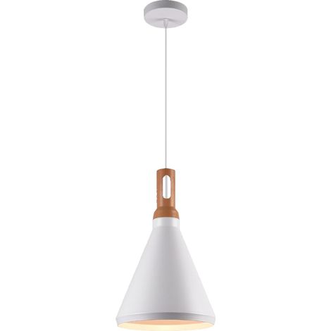Lampadario a sospensione stile industriale in metallo pendente a cono attacco E27 luce tavolo cucina di colore nero o bianco (1/5)