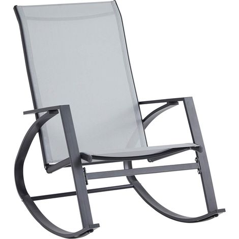 Silla Mecedora Rebecca Mobili Sadafuly 94x104x60 Acero Poliéster Gris claro Antracita Moderno