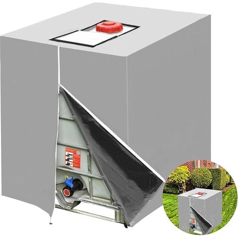Bache pour Cuve Bâche de Protection Solaire pour Réservoir d'eau de Pluie IBC Anti-Poussière Anti-UV Housse de Protection bâche de Protection 116 x 100 x 120 cm Gris Argenté (1/5)