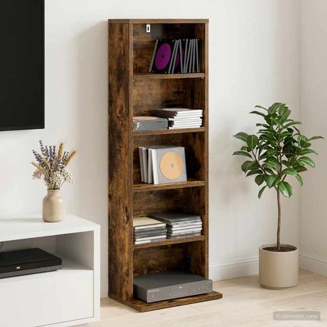 vidaXL Cabinet para CDs Roble Ahumado 33 x 23,5 x 97,5 cm (1/5)