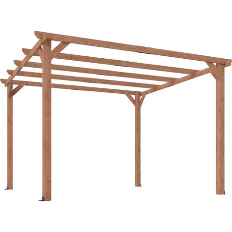 Outsunny 3x3 m Garden Wooden Pergola Gazebo Grape Trellis, Maple Wood-effect (1/5)