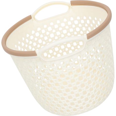 Panier à Linge en Plastique Étanche Beige Poignée, Grosse Capacité, Design Creux Simple, pour Rangement Dressing ou Maison (1/5)