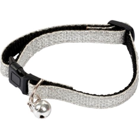 Collier pour Chat avec Grelot "Glitter" 30cm Argent
