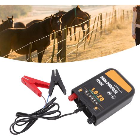 Clôture électronique portable de 20 km pour élevage, unité principale, excitateur de 1 joule avec double alimentation AC/DC, norme européenne 100-240 V (1/5)