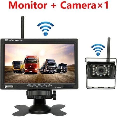 Camera de recul sans fil pour vehicule moniteur LCD de 7 pouces pour camion, Bus, RV, remorque, excavateur 12V-24V Etanche IP67 Angle 120��, (1/4)