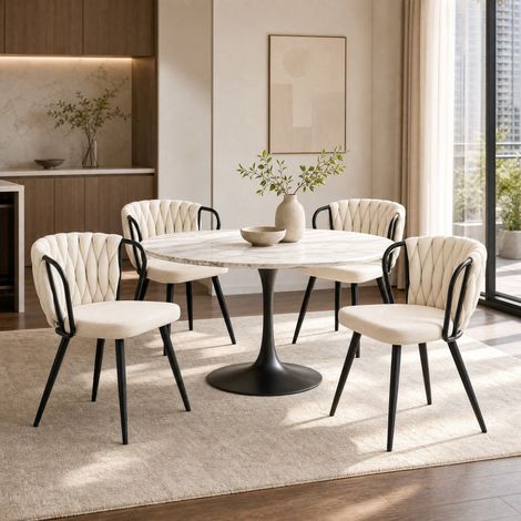 Sedia pranzo imbottita in velluto e metallo OKMYHOME (1/5)