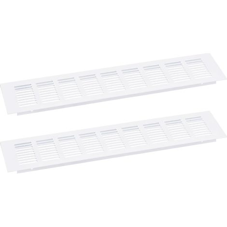 Grille de Couverture de Bouches d'Aération, 2 Pcs 400 x 100 mm - Grille de Ventilation en Alliage d'Aluminium à Mailles, Grille de Ventilation Rectangulaire à Persiennes (Blanc) (1/5)