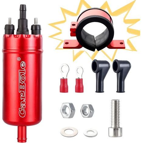 Externe Inline-Kraftstoffpumpe 125 PSI, 12-V-Hochdruck-Benzinpumpe mit Stoßdämpfersitz, 250 PS, für Benzin und Diesel, Ersatz für diverse Teilenummern, Rot (1/5)