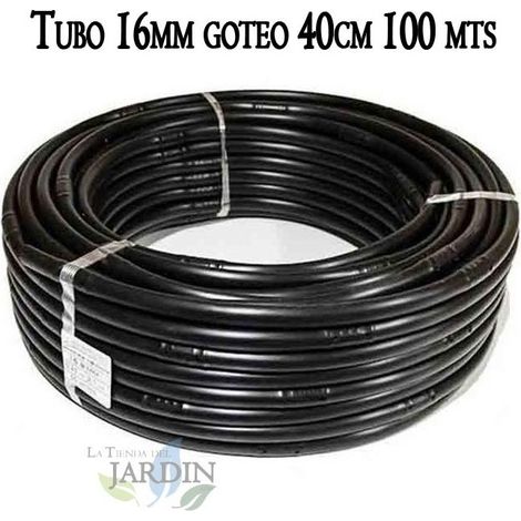 Tuberia riego por goteo 16mm Tubo con Goteros cada 40 cm Tuberia goteo 16 mm 100 metros negro (1/4)