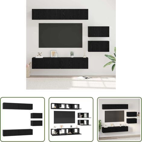 vidaXL Rangement salon - Ensemble meuble TV 6 pcs Chêne noir Bois d'ingénierie (1/5)