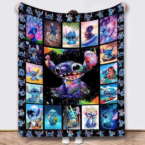 Couverture En Flanelle - Motif Dessin Animé Stitch - Pour Lit Canapé Ou Extérieur - Légère Et Douce - Toutes Saisons - 150 X 120 Cm - 1 Pièce (1/5)