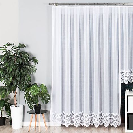 Felicja - Rideau jacquard prêt à poser, ourlet droit - 300 x 250 cm - blanc (1/4)