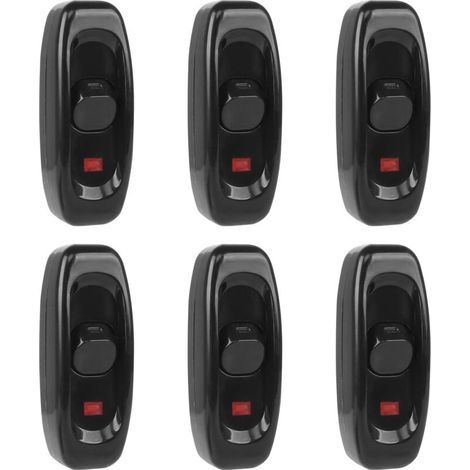 Lot de 6 interrupteurs de lampe, interrupteur à bascule 250 V 10 A, interrupteur à bascule pour cordon d'alimentation, interrupteur intermédiaire avec voyant LED