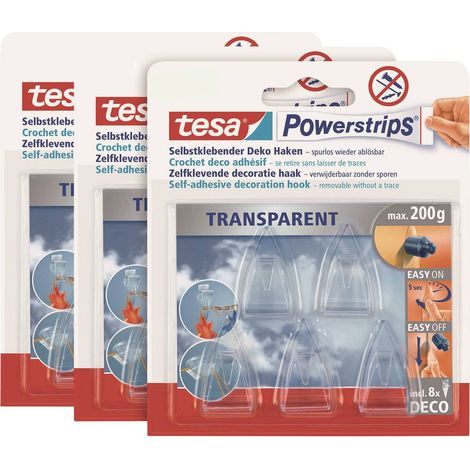 tesa POWERSTRIPS® Gancio adesivo piccolo Trasparente Contenuto: 15 pz. (1/5)