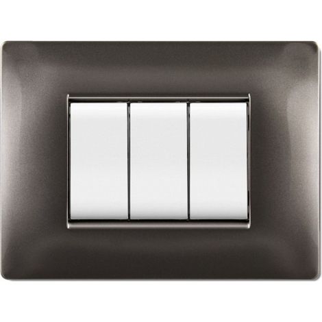 Placca Mylife Q 3 Moduli Alluminio Notte ( ELETTROCANALI cod. ECL2883AN )