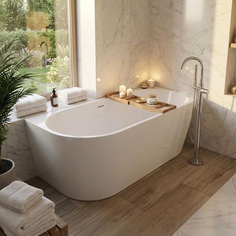 Baignoire acrylique 160 cm droite avec siphon click-clack - Delia (1/5)