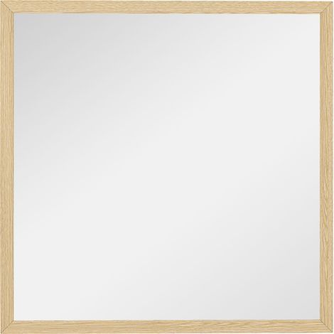 Miroir mural carré 50 x 50 cm, cadre en bois naturel, idéal pour la salle de bain, salon ou chambre (1/5)