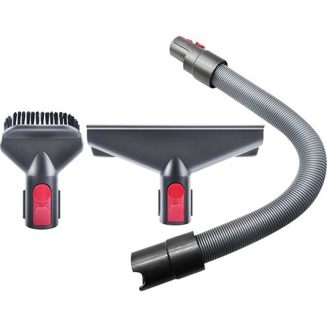 Staubsauger-Zubehörset kompatibel mit Dyson V7, V8, V10 und V11, inklusive ausziehbarem Flexschlauch, Matratzenbürste und Hartbürste. Grau/Rot, 275 x 205 x 105 mm, 388 g, für die Haushaltsreinigung. (1/4)