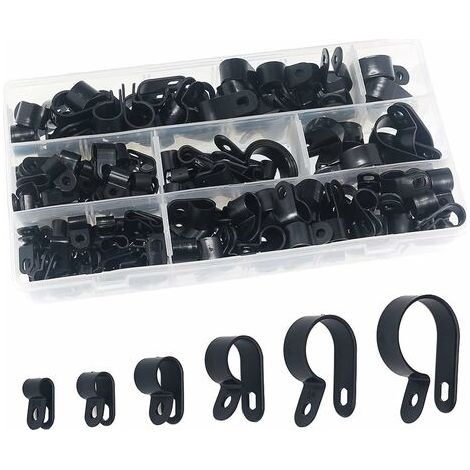 BUNTHAUS Pinces en plastique en nylon 200 pièces - Attaches pour conduits, câbles, gaines et gaines Ø 5/6/10/13/19/23mm (1/4)