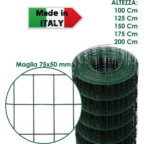 ROTOLO 25 m RETE METALLICA ZINCATA PLASTIFICATA ELETTROSALDATA PER RECINZIONE - H 175 cm (1/2)
