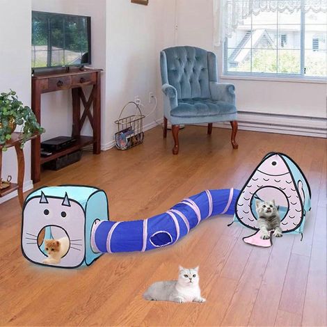 Tunnel pour chats pliable, multifonctionnel et portable, à monter soi-même, pour chiens et autres animaux de compagnie. (1/5)