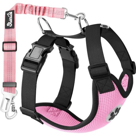 Hundegeschirr mit Sicherheitsgurt für Auto, atmungsaktiv, Rosa, XS (1/5)