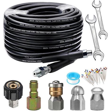 Langlebiger Silikonkautschuk-Abflussreinigungsschlauch 50/98 Fuß, 5800 PSI, korrosionsbeständig, 15 m, hochdruckflexibel, verstopfungsresistent, für die Sanitärwartung.