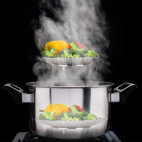 Panier Vapeur - Acier Inoxydable 304 - Extensible 15 à 26,5 cm - Pour Cuisinière et Autocuiseur - 1 Pièce (1/5)